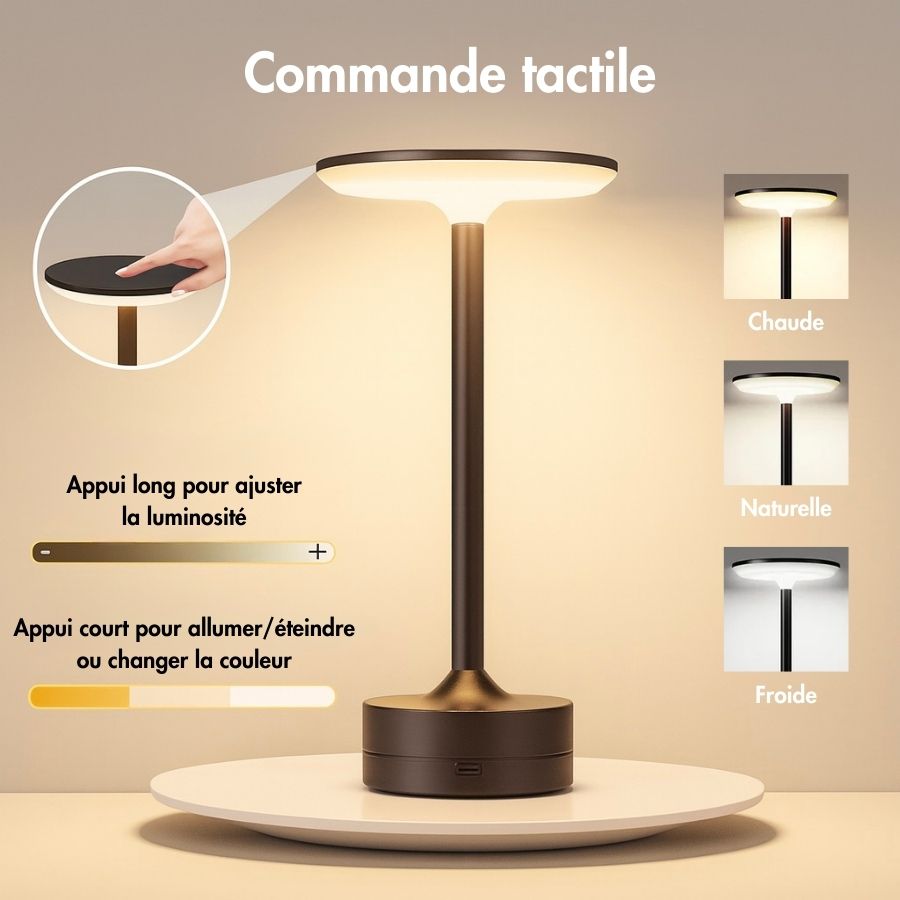 Lampe de Chevet Tactile Rechargeable
