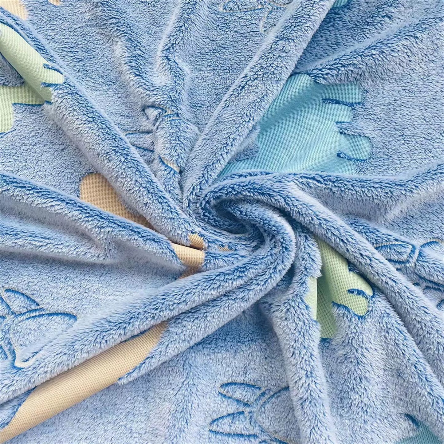 Couverture Plaid Phosphorescent Dinosaure Bleu