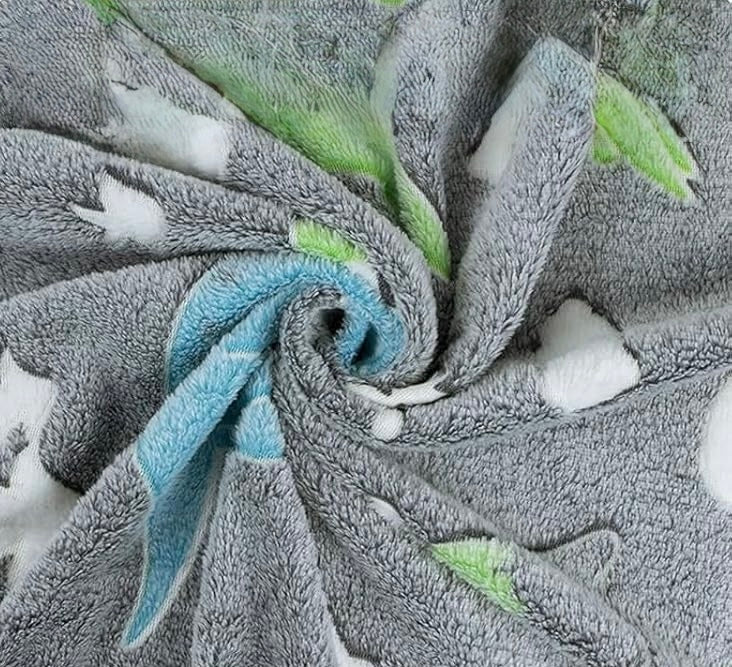 Couverture Plaid Phosphorescent Dinosaure Gris