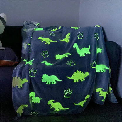 Blue Dinosaur Glow-in-the-Dark Throw Blanket