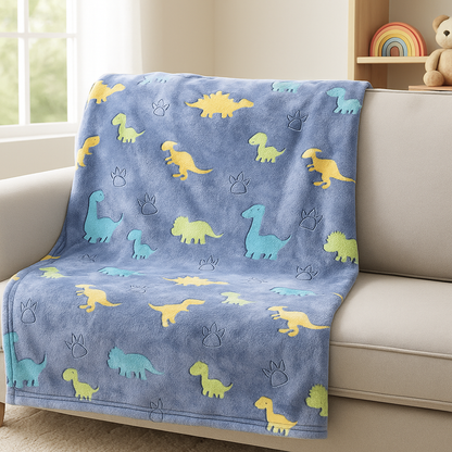 Blue Dinosaur Glow-in-the-Dark Throw Blanket