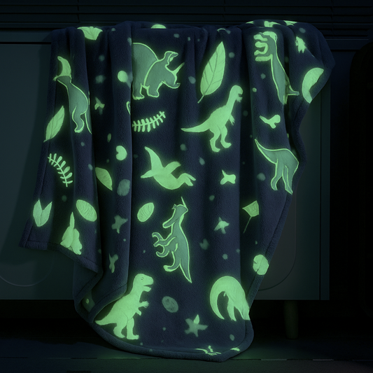 Couverture Plaid Phosphorescent Dinosaure Gris