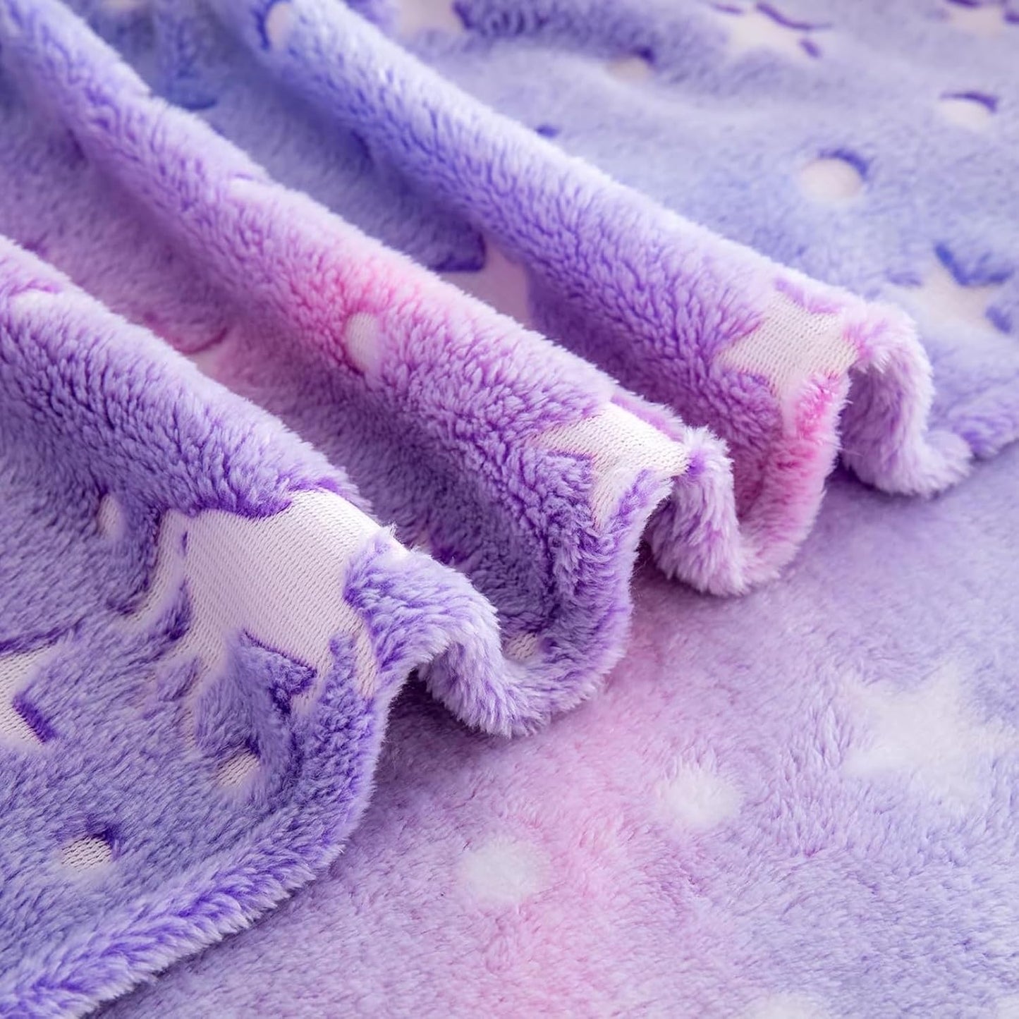 Couverture Plaid Phosphorescent Licorne Violette