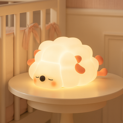 Veilleuse Mouton rose lumière chaude et chaleureuse qui apaise la chambre de bébé