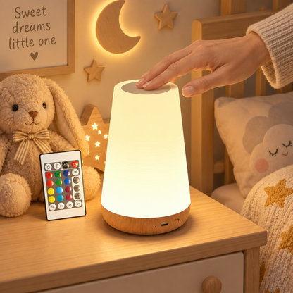 Lampe Veilleuse Tactile & Rechargeable + Télécommande